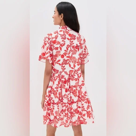 Ro's Garden Vibeka Short Floral Print Dress Large NWT Red White - Picture 3 of 10